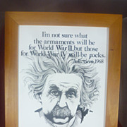Albert Einstein, 1960's Vintage Engraved Polymer Glass, WWIV Peace ...