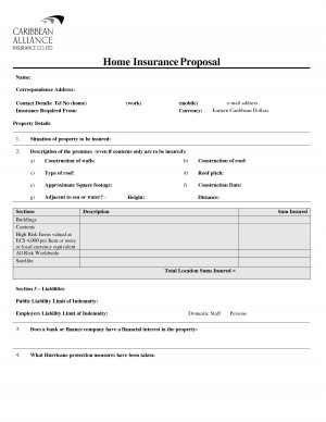 Home Insurance Proposal Form