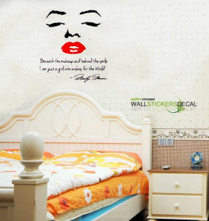 quote wall sticker - Face Red Lips Large Nice Sticker - Marilyn Monroe ...