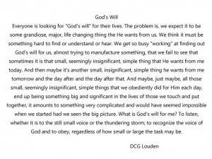 God's Will, Christian sayings