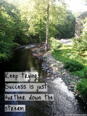 ... Keep trying. Success is just further down the stream.