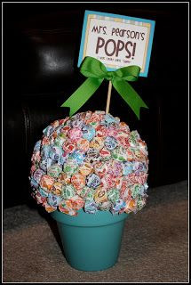 flower pot, styrafoam ball, and dum dums….voila! Cute to put on a ...