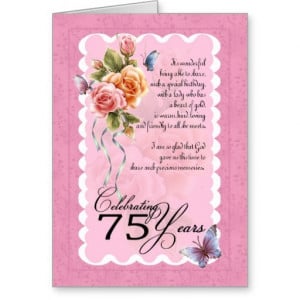 75.a tarjeta de felicitación del cumpleaños - rosa