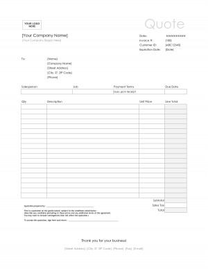 Service quote-worksheet Template