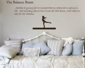Gymnastics Decal Balance Beam Stick er - Girls Wall Quote ...