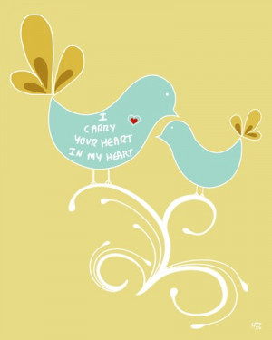 carry your heart in my heart - love quote wall art print for ...
