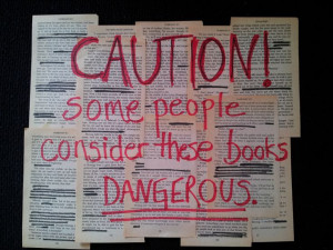 library display of fahrenheit 451 - Google Search caution!
