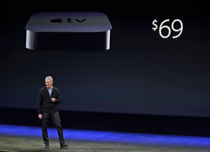 Apple CEO Tim Cook talks about Apple TV's new lower price during an ...