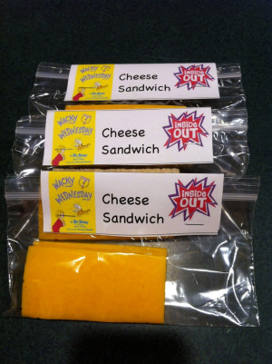 Dr. Seuss Wacky Wednesday snack. Inside out cheese sandwich. Bread in ...