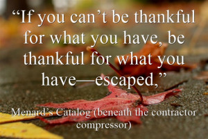 Be thankful for what you have escaped …