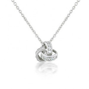 Buy Bling Jewelry Sterling Silver CZ Love Knot Necklace 16in in Cheap ...