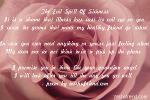 evil spell of sickness it is a shame that illness has cast its evil ...