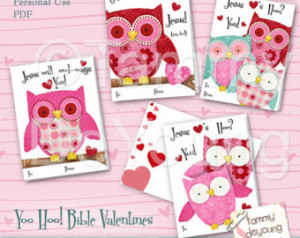 Owl Valentines Card printable Valentines with Christian Bible verses ...
