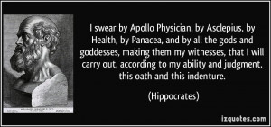 swear by Apollo Physician, by Asclepius, by Health, by Panacea, and ...