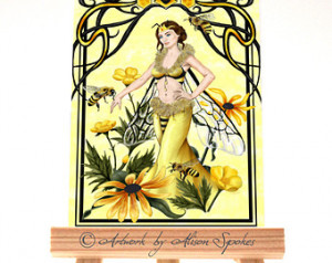 Queen Bee Fairy ACEO Art Card ATC