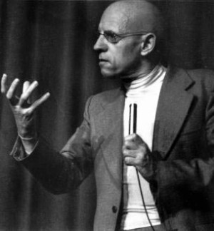 Foucault makes a point at a lecture in Japan, 1970's