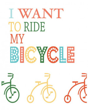 ... poster: I Want to Ride my Bicycle lyrics by Queen di TheBellaPrintShop
