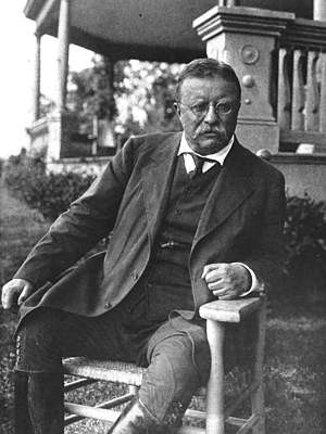 Theodore Roosevelt at his home in Oyster Bay (source)