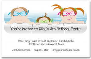 kids in the pool invitation kids in the pool party invitation features ...