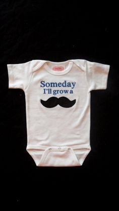 Mustache Baby Boy Clothes One-Piece Embroidered with Someday I'll Grow ...