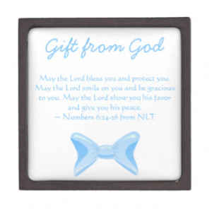 Baby boy Gift from God Blue bow with Bible verse Premium Keepsake Box