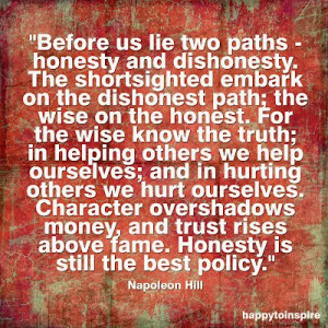 This quote clearly indicates the consequences of being honest in ...