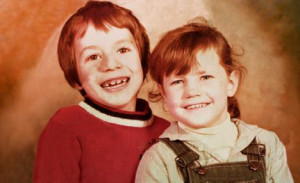 Abandoned: Verity aged six with her brother Tom