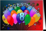 Happy 8th Birthday Cheerful Colorful Party Balloon birthday bunch ...