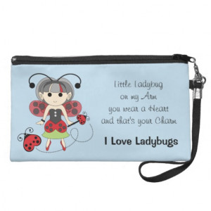 Love Ladybugs Fairy Wristlet Quote Bag Blue