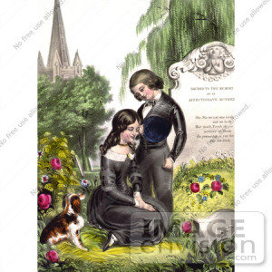 Picture of a Little Girl, Boy and Dog at Their Mother’s Grave #16489