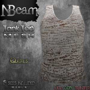 NBEAM) MALE TANK TOP :: QUOTES :: WHITE :: MESH contents