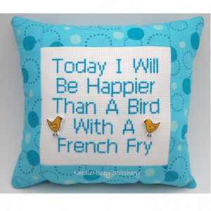 ... funny quote blue pillow bird with a french fry quote $ 20 00 via etsy