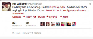 May 16, 2013 But Roy tweeted today their break up was not because of ...