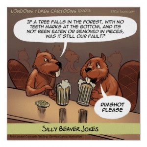 Silly Beaver Jokes Funny Cartoon Poster