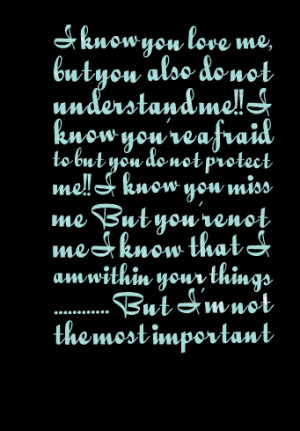 ... you do not protect me!! i know you miss me but you're not me i know