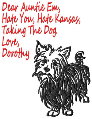 Hate Kansas Wizard of Oz Toto Embroidery Designs (3 sizes!)