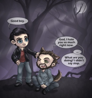 cute Grimm art with Nick and his Blutbad friend, Monroe