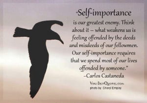Self-importance is our greatest enemy. Think about it – what weakens ...