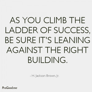 As you climb the ladder of success, be sure it’s leaning against the ...
