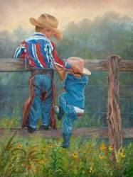 Cowboy Up figurative oil giclee reproduction children painting b