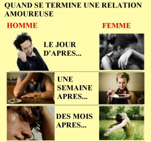 Panneau humoristique sur la rupture amoureuse.