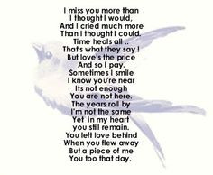 ... . heart aches for you. I have missed you really bad today. Love you