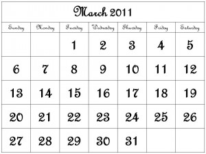 Black And White May Calendar