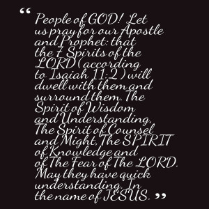 Quotes Picture: people of god! let us pray for our apostle and prophet ...