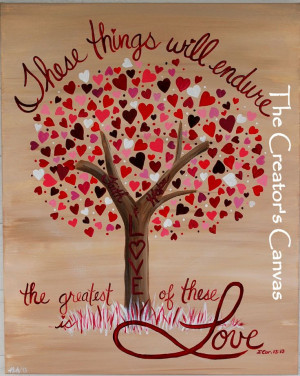 ... Hope, and Love Painting. Scripture, Bible Verse, Love and Hearts Tree