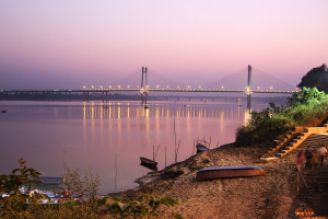 Yamuna Bridge during sunset