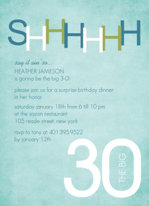 Blue And Green Surprise 30th Birthday Invitation