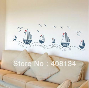 Sailing on the Sea Quote Wall Decals Stickers Nursery Kids Room Decor ...