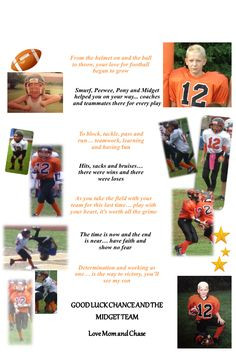 made this for the midget football's program. My youngest son played ...