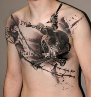 Bird and Skull Tattoo by Volko Merschky - 04